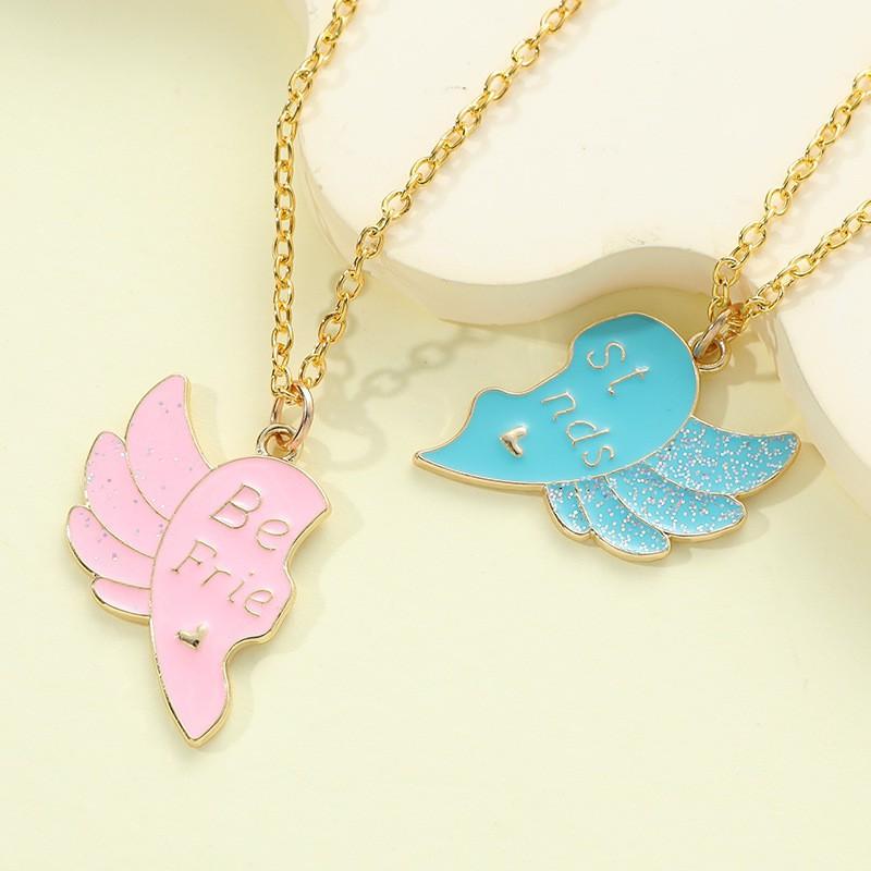 Cross-border New Letters Best Friends Love Stitching Girlfriends Necklace Wing Pendant