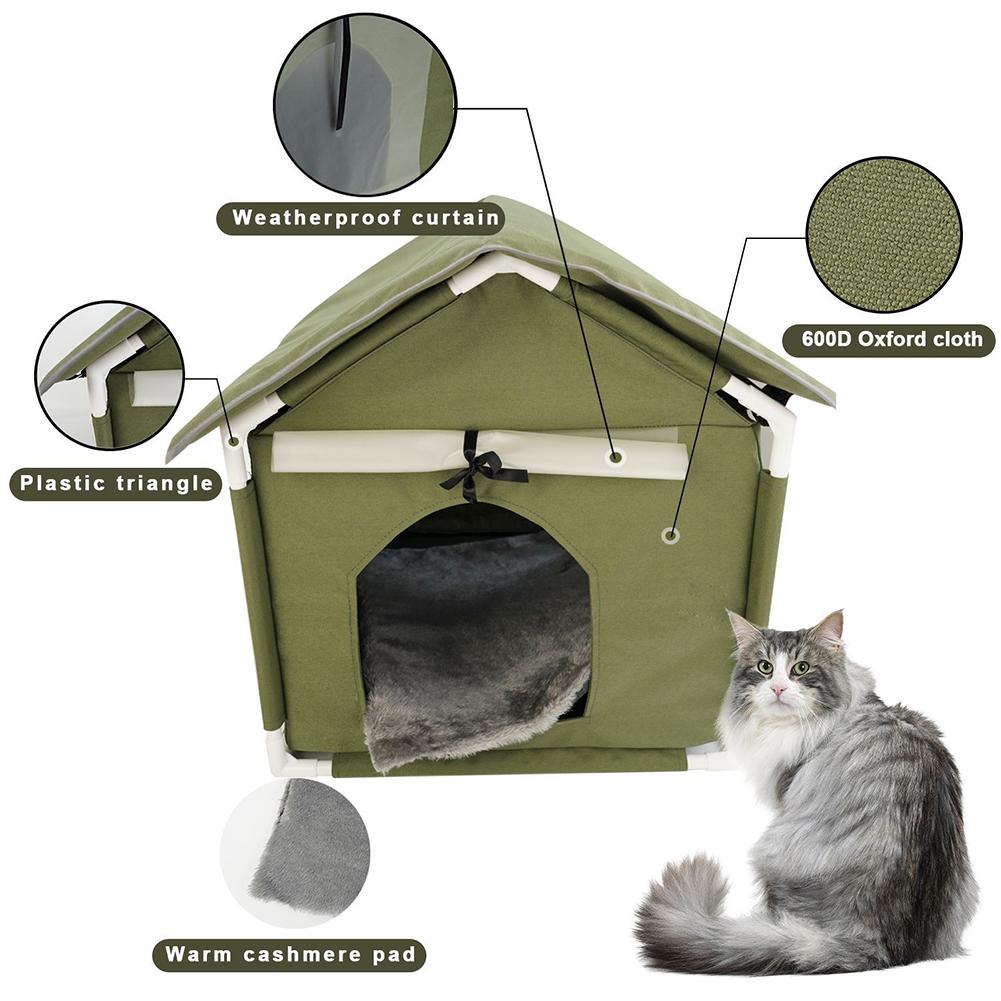 Cat House Weatherproof Warm Foldable Feral Cat Shelter With Removable Mat For Outdoor Indoor Cats Dogs Small Animals