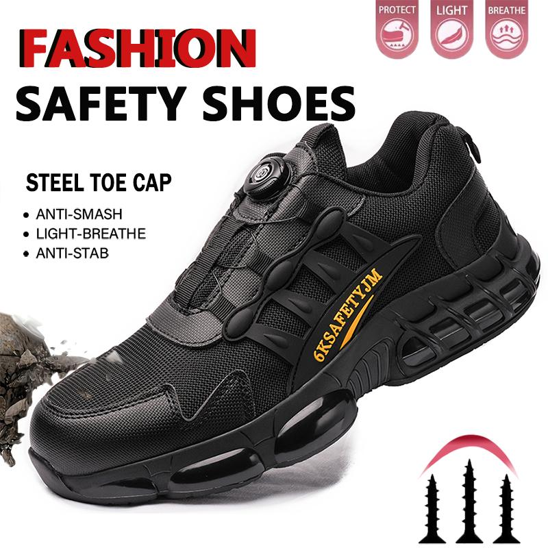 Safety Shoes For Men Shoes Man Steel Toe Anti-Puncture Reinforced Sole Lightweight Men'S Work Shoes Breathable Fashion Sneaker