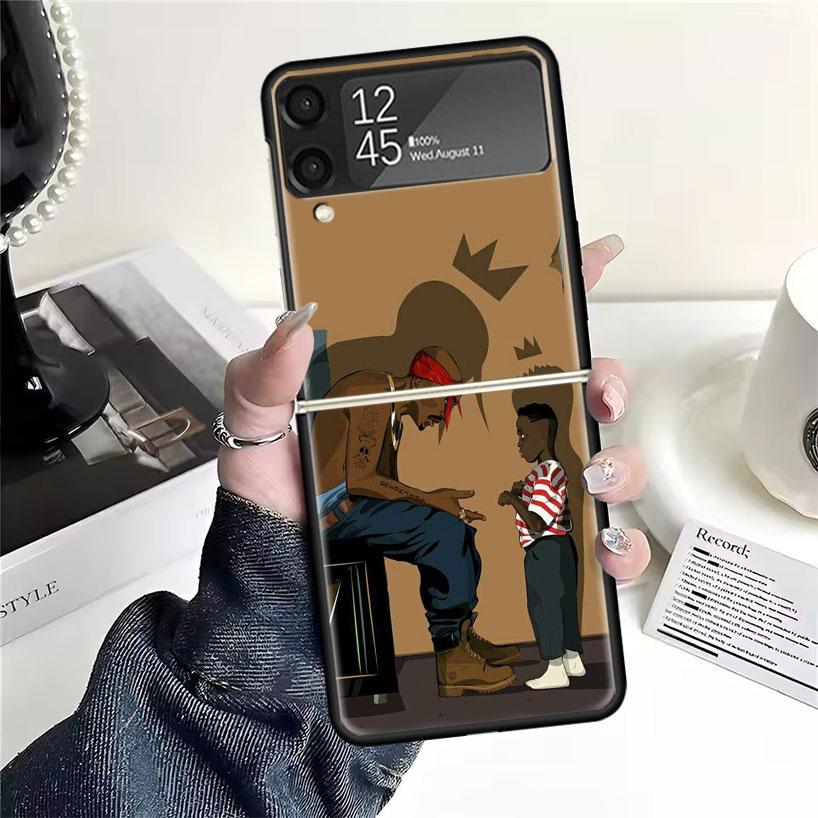 Rapper 2pac Singer Tupac Cases For Samsung Galaxy Z Flip 4 5 6 7 3 Z Flip7 Flip6 Flip4 Flip5 Flip3 5G Hard Shockproof Fundas Cov