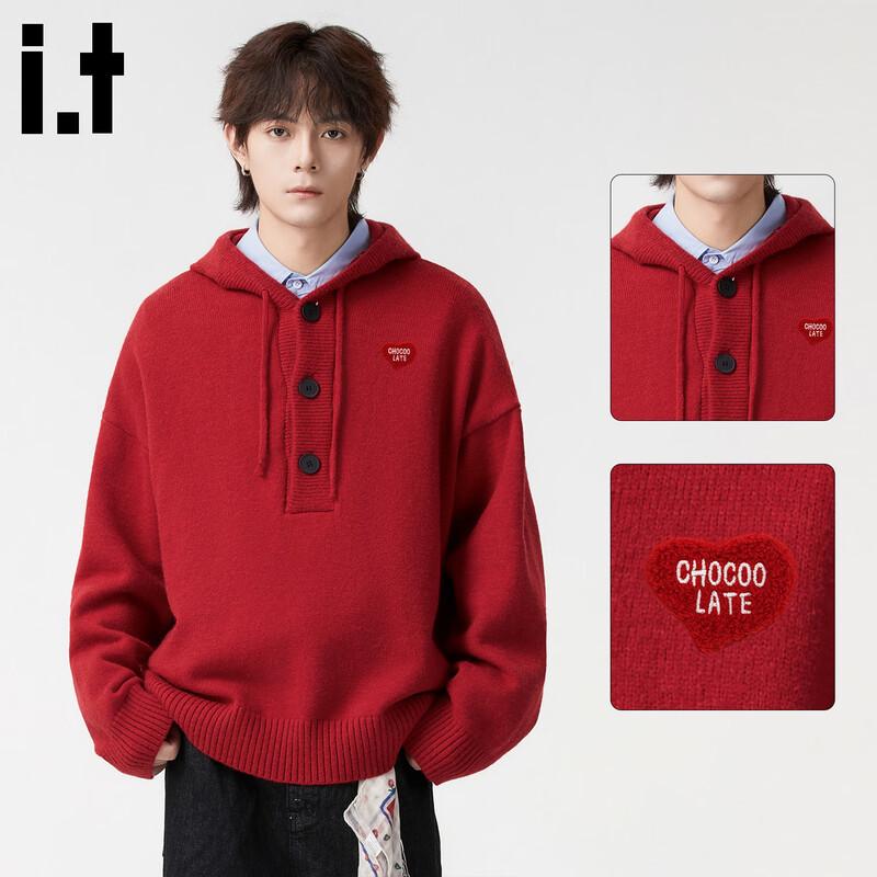 :CHOCOOLATE IT Men's Retro Hooded Casual Knit Sweater