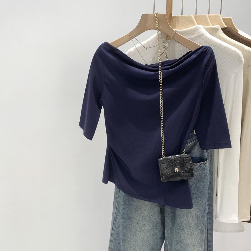 Women's Unique One-Shoulder Mid-Sleeve Top - 2026 Summer Trend