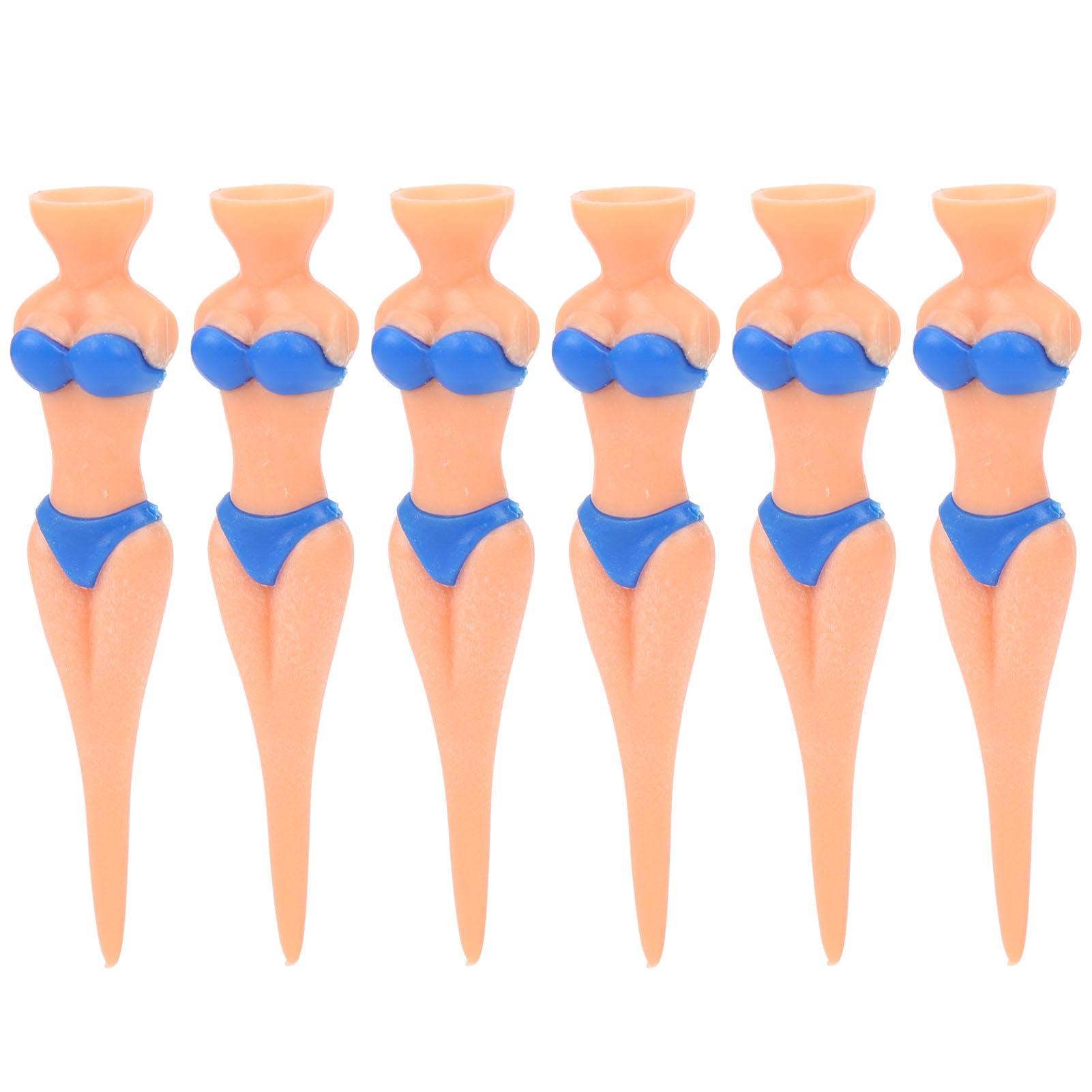 

6 шт. Пластиковые гольф-ти из ПЭ Красивая форма бикини Прочные Тренировочный инструмент Аксессуары Черный