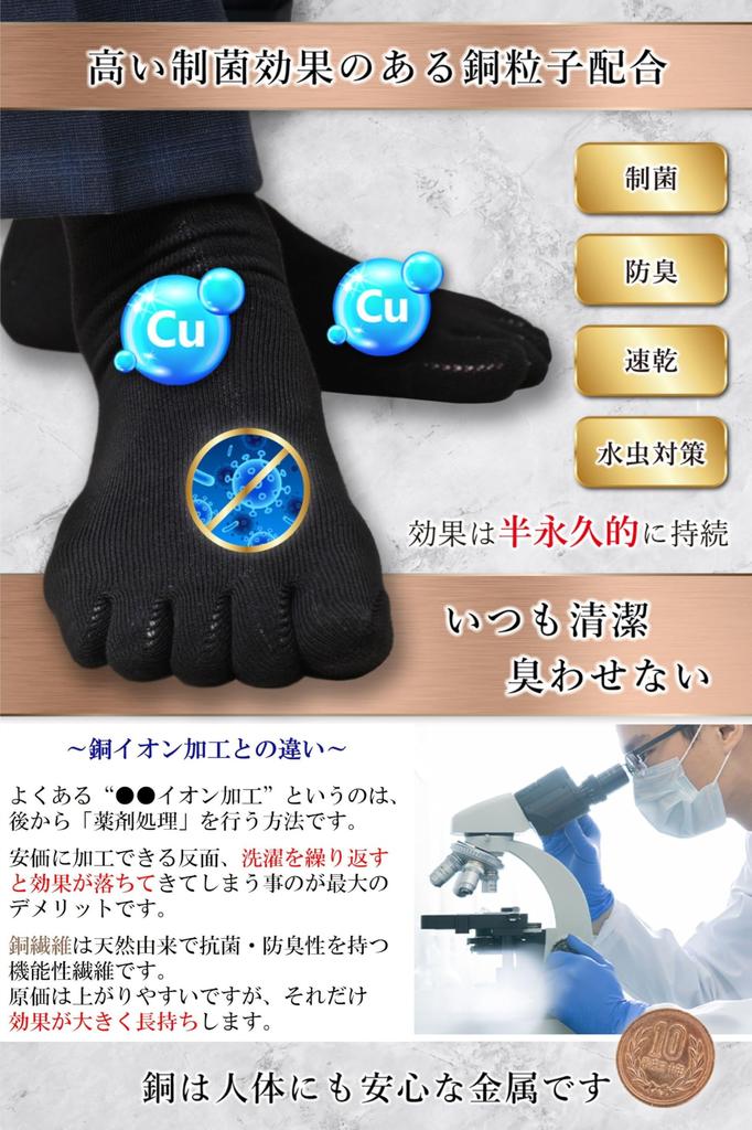 Maffole Copper Antibacterial and for Business and Commuting Men's Five-Toe Socks, Ion, Odor-Resistant, Chemical-Free, Thin, Breathable, Cotton,