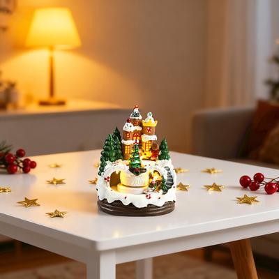 Illuminated Christmas Gingerbread Village House Led Light Music Building Figurine Home Tabletop Decor Holiday Display