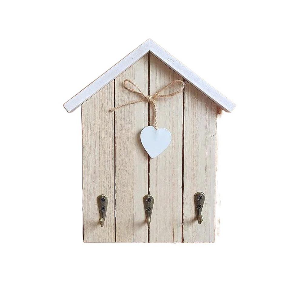 

Wall Mounted Wooden Key Hook with 3 Hooks Multi-Functional Hanging Key Holder Nordic Style Easy Installation Wall Storage Hanger