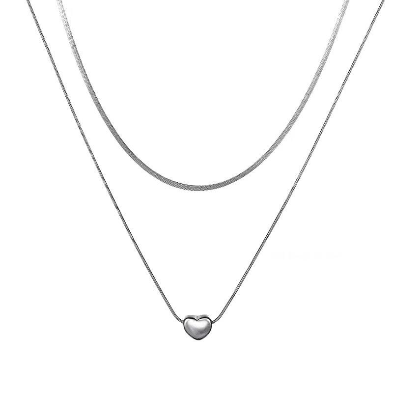 Elegant Double-Layered Heart Necklace for Women - Light Luxury Design, Autumn 2025 Collection, Hot-Selling Clavicle Chain