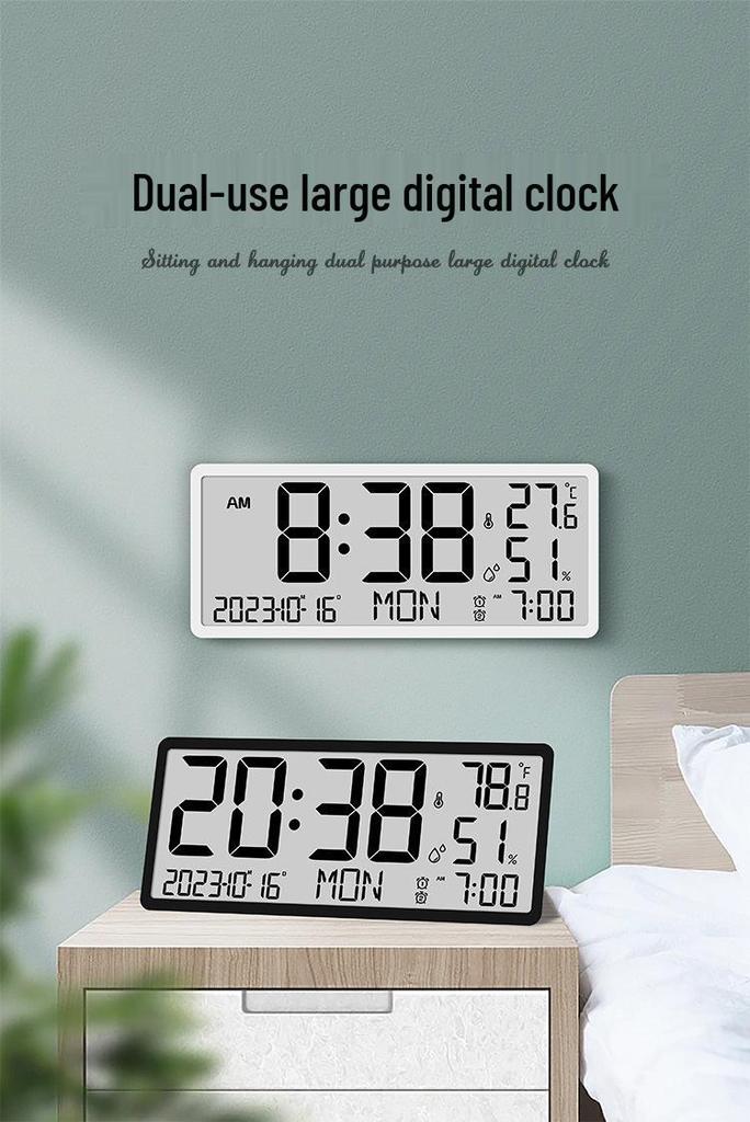Creative Multifunctional LCD Wall Clock – Modern Large Screen Alarm Clock for Living Room