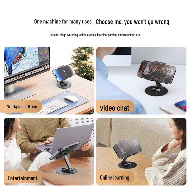 2026 Metal Phone & Tablet Holder: 360° Rotating, Foldable Desktop Stand for Live Broadcasts