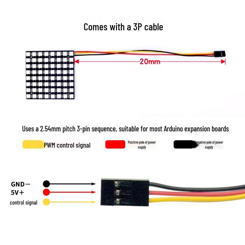 Arduino-Compatible 8x8 RGB LED Panel Ring with WS2812B Magic Color Dot Matrix, 5V Drive