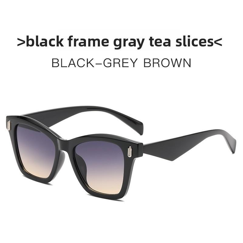 Cat Eye Sunglasses Oversized Black Frame With Gradient Gray Lenses For Stylish Outings