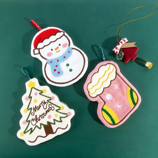 Vánoční dům Ručník Měkký Absorpční Ručník z Korálového Rouna Design Zvonečků Santa Clause Rychleschnoucí Sváteční Ručník