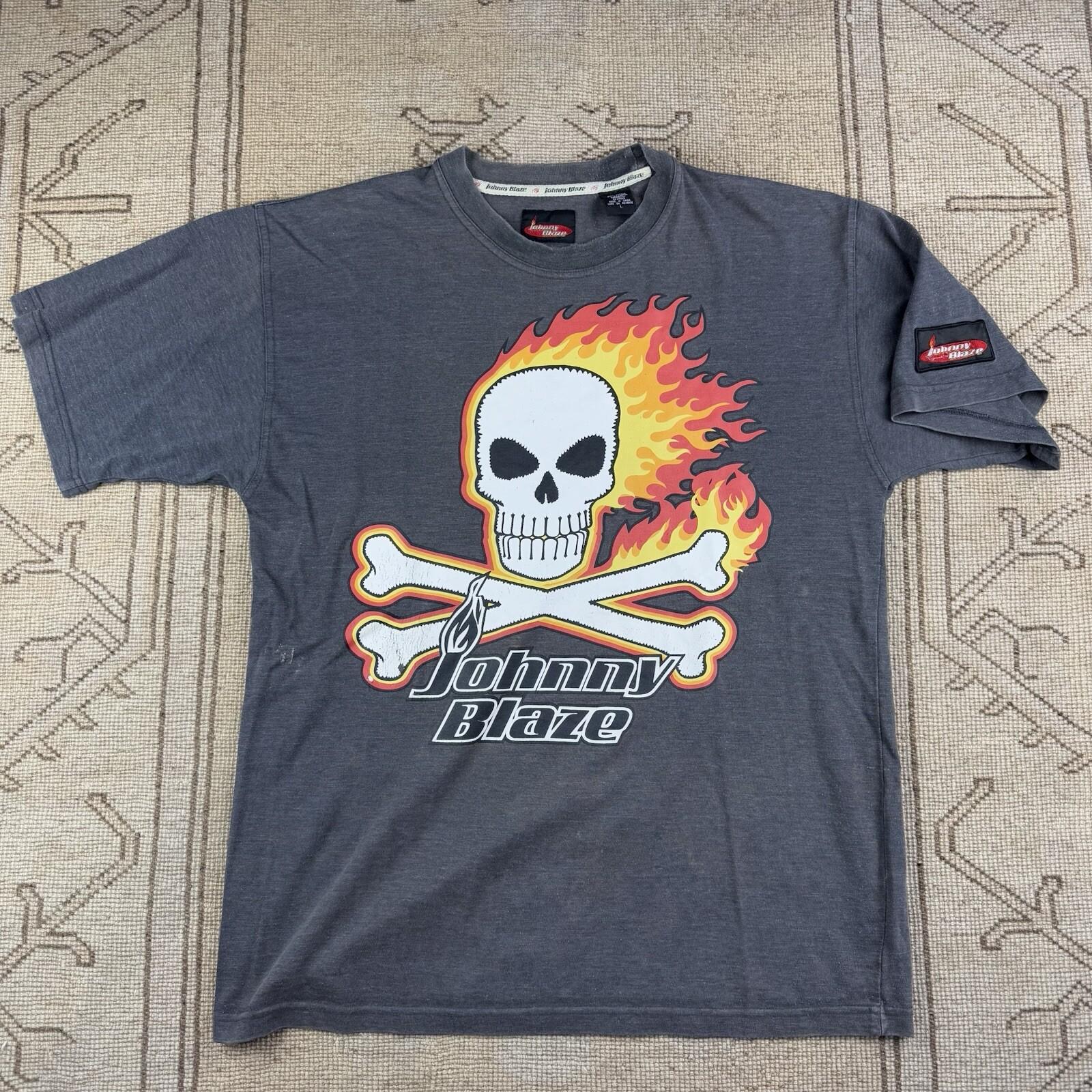Vintage Johnny Blaze Skull And Crossbones Streetwear T Shirt Size Large XL