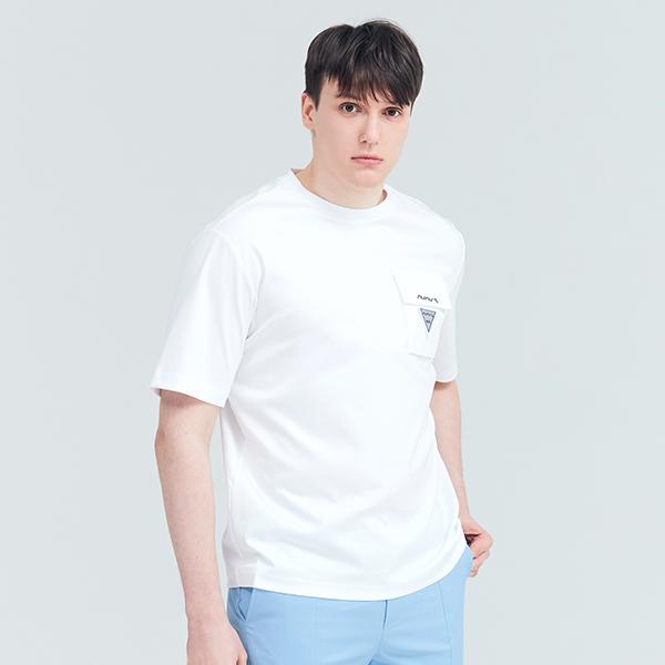 A Wave Men S Pocket Round T-Shirt White White/M