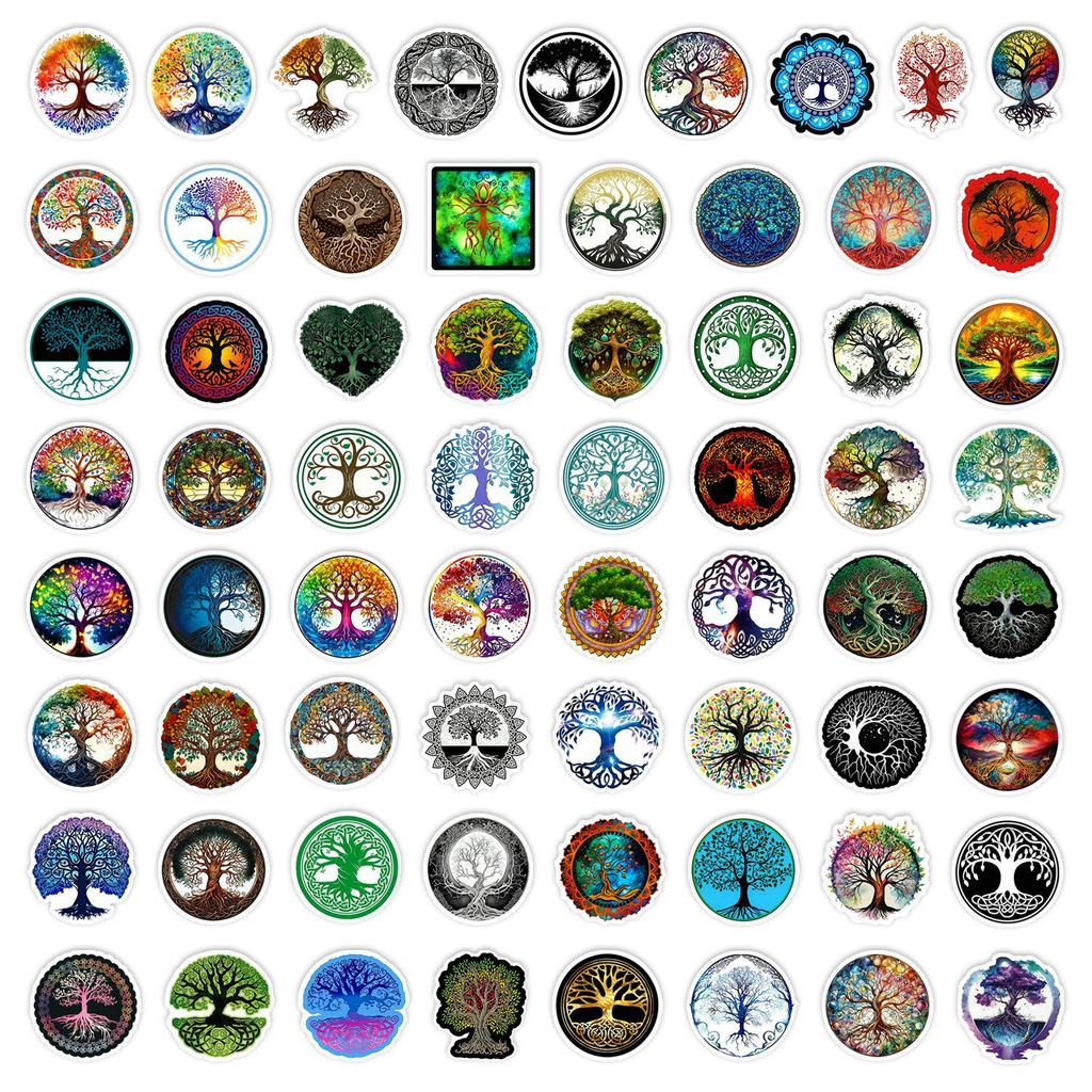 65 Life Tree Cartoon Fantasy Stickers: Waterproof Decorative Stickers for Phone Cases and Laptops