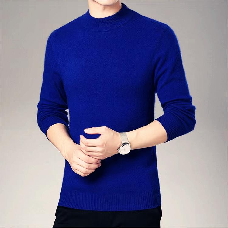 Fashion Sweatwear Mens Anti-pilling High Quality Knitted Half Turtleneck Sweater Slim Fit Long Sleeve Pullover Solid Color Trend Men Clothing