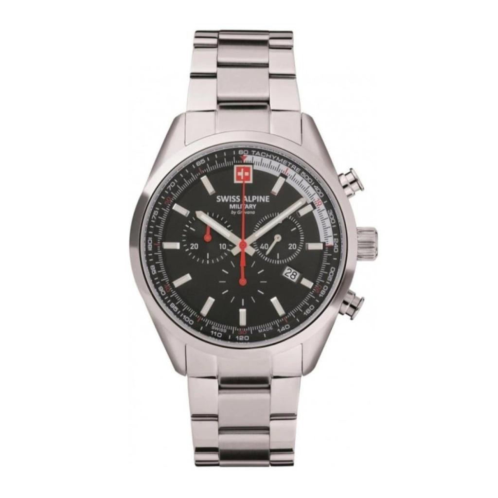 

Swiss Alpine Military Pegasus Chronograph Stainless Steel Black Dial Quartz 7086.9137 100M Men s Watch чорний