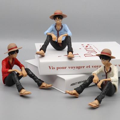 Anime One Piece Model Shirt Sitting Luffy Home Decoration Anime Figure Cartoon Desk Decor Ornament Gifts