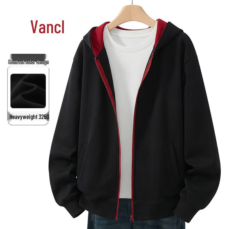 VANCL Men s Colorblock Hooded Zipper Sweatshirt L