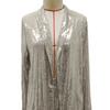 Women Pant Coat Shiny Sequin Formal Commute Style Solid Color Cardigan Long Seeve