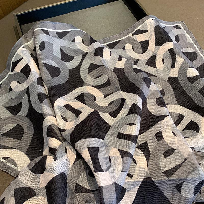 Ancient Style Women's 65x65 Double-Sided Warm Wool Square Scarf with Neck Protection