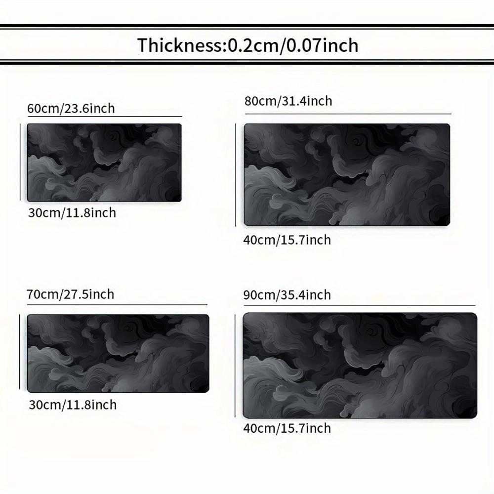 Gray Smoke Art Mouse Pad Large Computer Office Game Table Mat XXL Rubber Non-slip Stitched Edge Keyboard Mats Washable Desk Pads