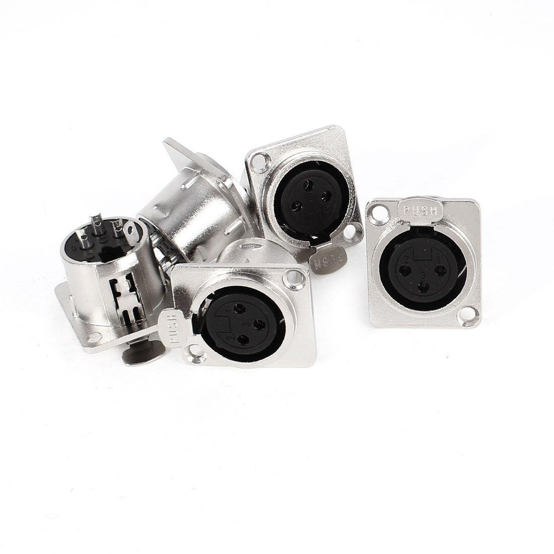 

uxcell XLR Panel Mount Socket 5pcs XLR 3 Pin Female Chassis Silver Tone Black