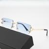 Lunettes de soleil à bord coupé sans monture femmes hommes style rétro européen américain protection UV unisexe mode