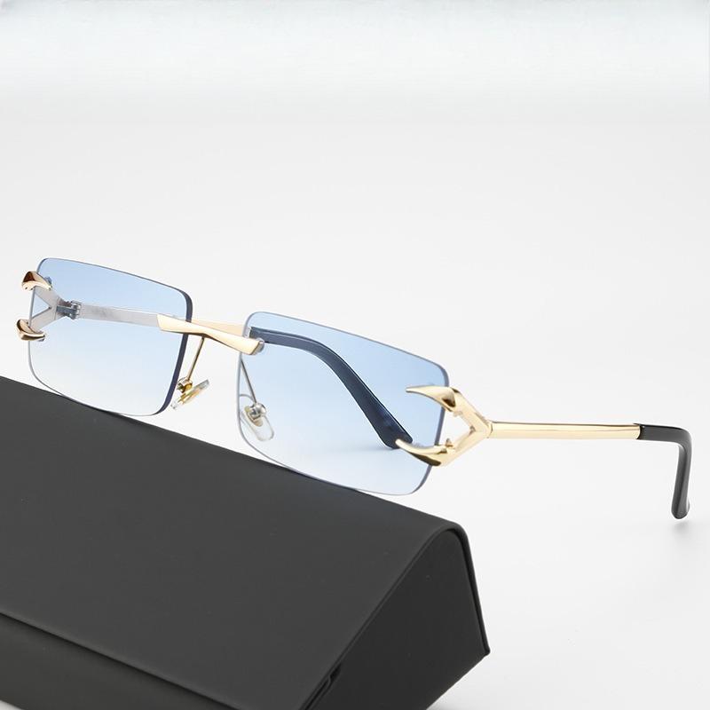 Lunettes de soleil à bord coupé sans monture femmes hommes style rétro européen américain protection UV unisexe mode