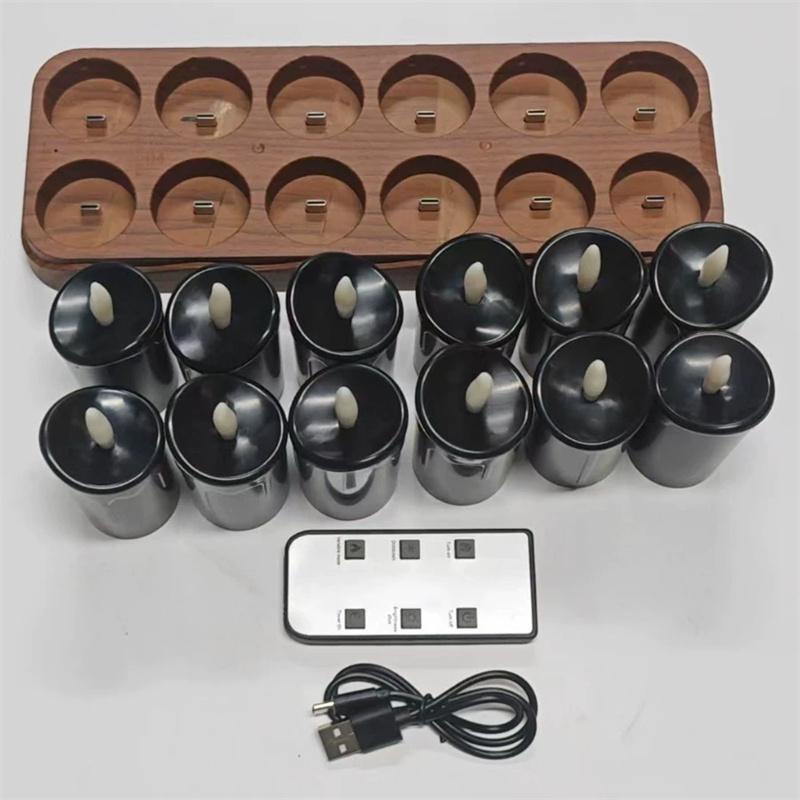 12pcs Rechargeable LED Candles with Remote Control LED Lamp Flameless Christmas Valentine Wedding Church Home Table Decoration