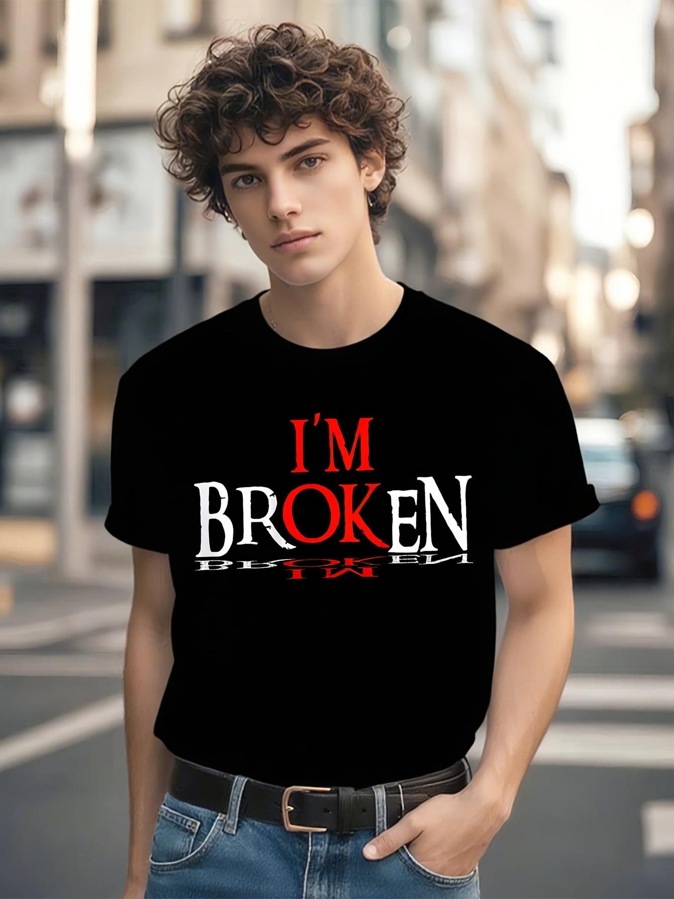 Im Broken Graphic Tshirt Graphic Black Tshirt with Red Le... XL