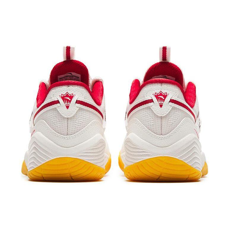 Anta Shock Absorbing Wear Resistant Low Top Badminton Shoes Women sneaker White Red 922424401-3
