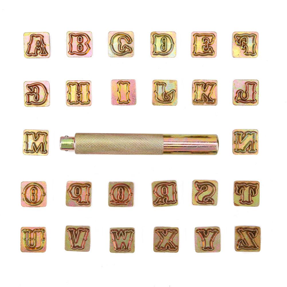 

13mm Metal Stamp Punch Set Vintage Design Alphabet 26 Letters Die Tool Craft чёрный