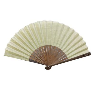 Onishi Masaru Seihan Omi Linen Pistachio Fan, 23cm, "Ripple" 78-05