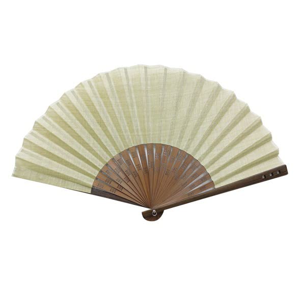 Onishi Masaru Seihan Omi Linen Pistachio Fan, 23cm, "Ripple" 78-05