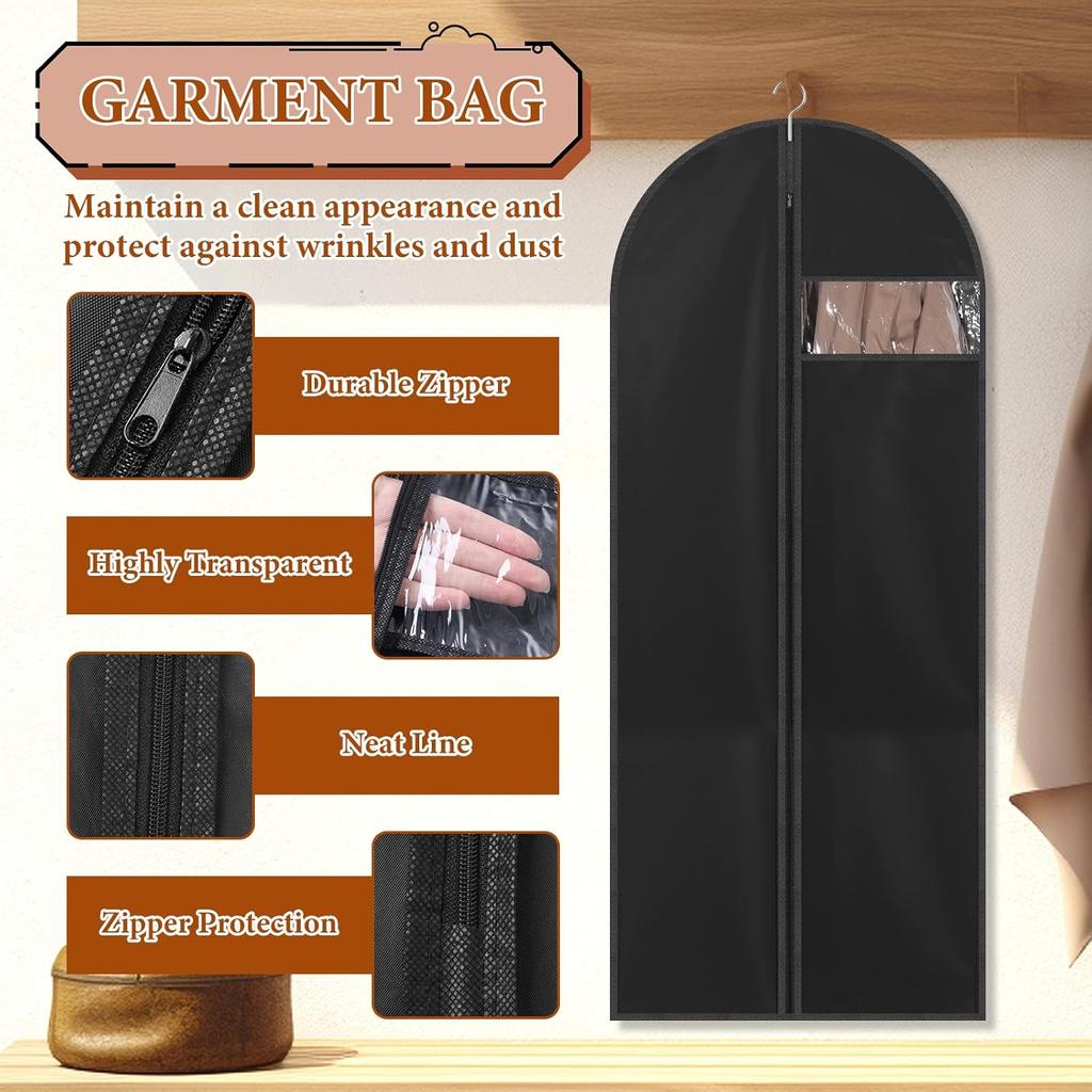 Hanging Garment Bag, 55'' Suit Cover with Clear Window, Garment Bags for Hanging Clothes, Dress Bags for Gowns, Dress Storage Bags for Closet