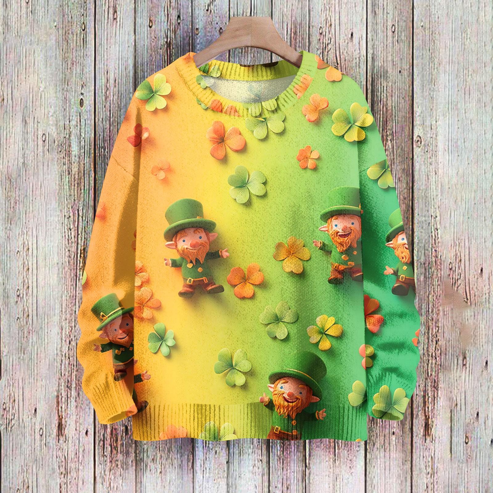 

Happy Sweatshirts For Women Knit Sweater Cute Shirt Fall Crewneck Pullover Tops XL помаранчевий