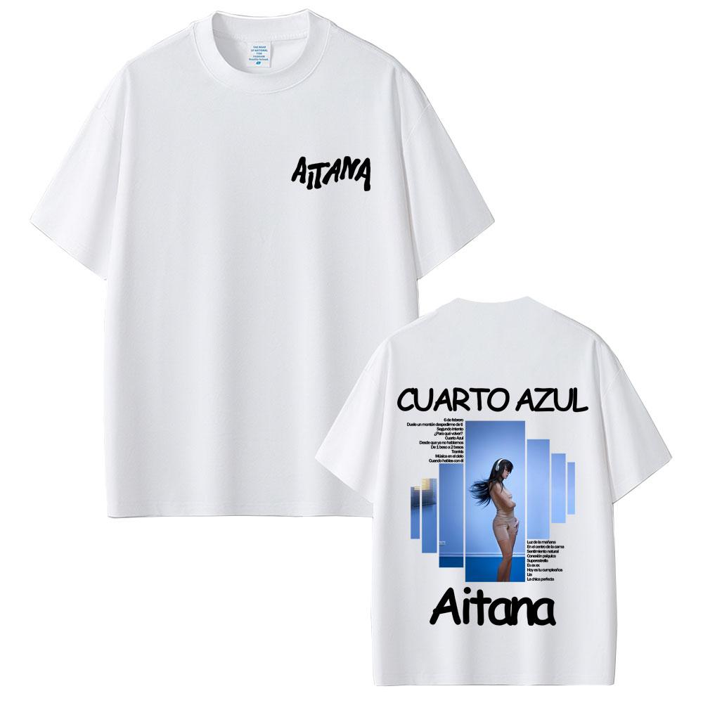 Singer Aitana CUARTO AZUL Album Graphic Tshirt Men Women Hip Hop Fashion Oversized T Shirts Male Casual Cotton Vintage Tshirts