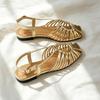 Elegant Roman Flat Sandals for Women, Summer Beach Vacation Style, Woven Thin Straps, Open Toe, Breathable And Comfortable Slippers, Women Shoes