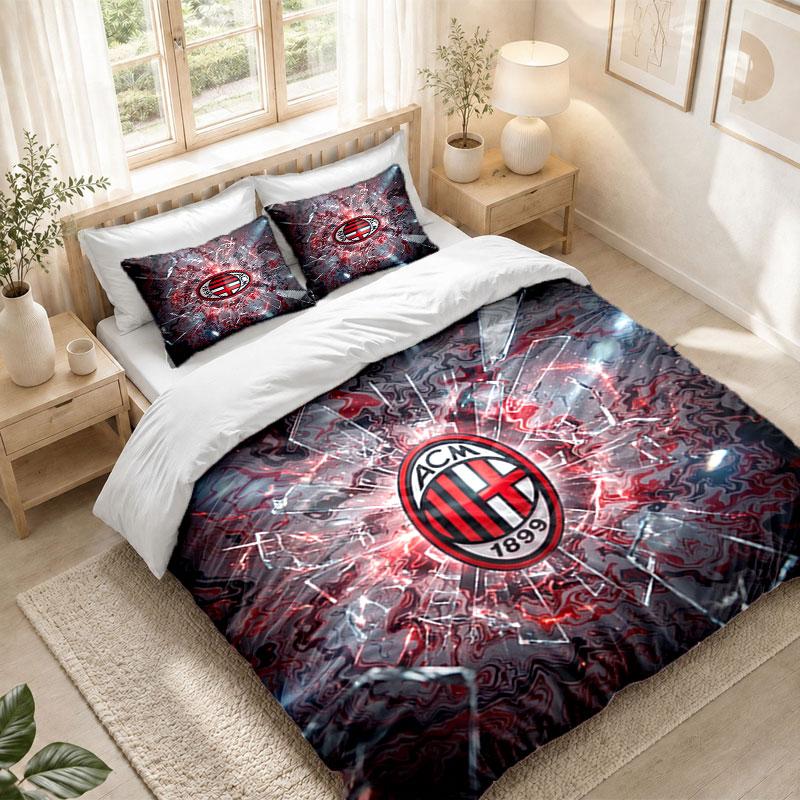 Bedding Set 1 Duvet Cover 2 Pillowcases AC Milan Print Bedroom Home Decoration