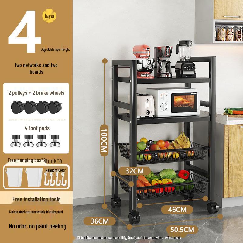 Movable Multi-Layer Kitchen & Bathroom Storage Rack for Fruits & Vegetables
