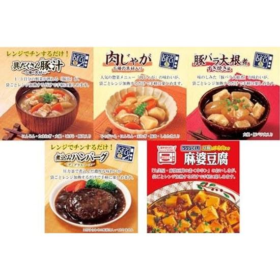 Marumiya Range DELI Assorted Set 5 Types 1 Each (Microwave Compatible Bag Included - Tonjiru Nikujaga Pork Belly Daikon Stew Simmered Hamburg Medium