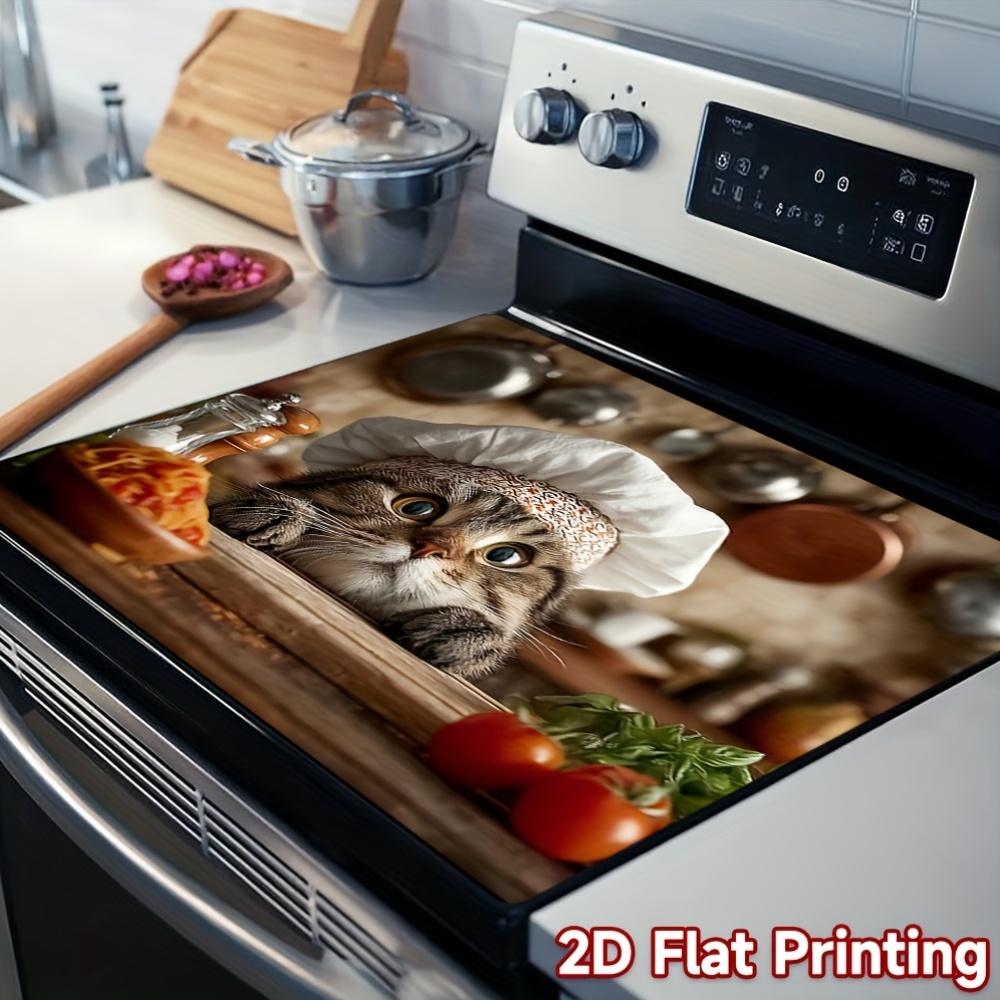 1Pcs Rubber Drying Mat With Chef Cat in The Kitchen Print For Coffee Shop Kitchen Carpet Tableware Durable Diatom Mud Table Mat Pet Mat Coffeeware