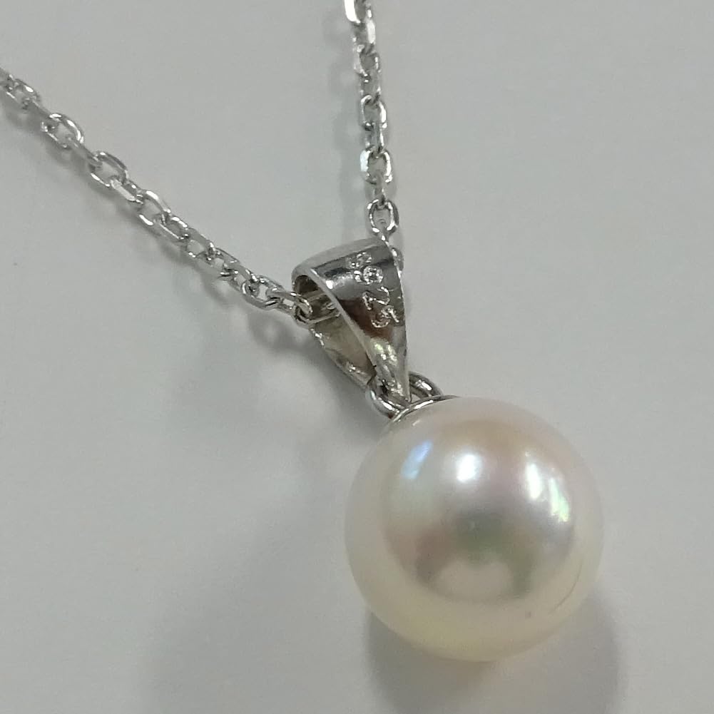 And My Jewelry Akoya Pearl Pendant Approximately Lustrous Silver 925 In [Your Box] Necklace, 8.0mm Thick, (Made Japan)