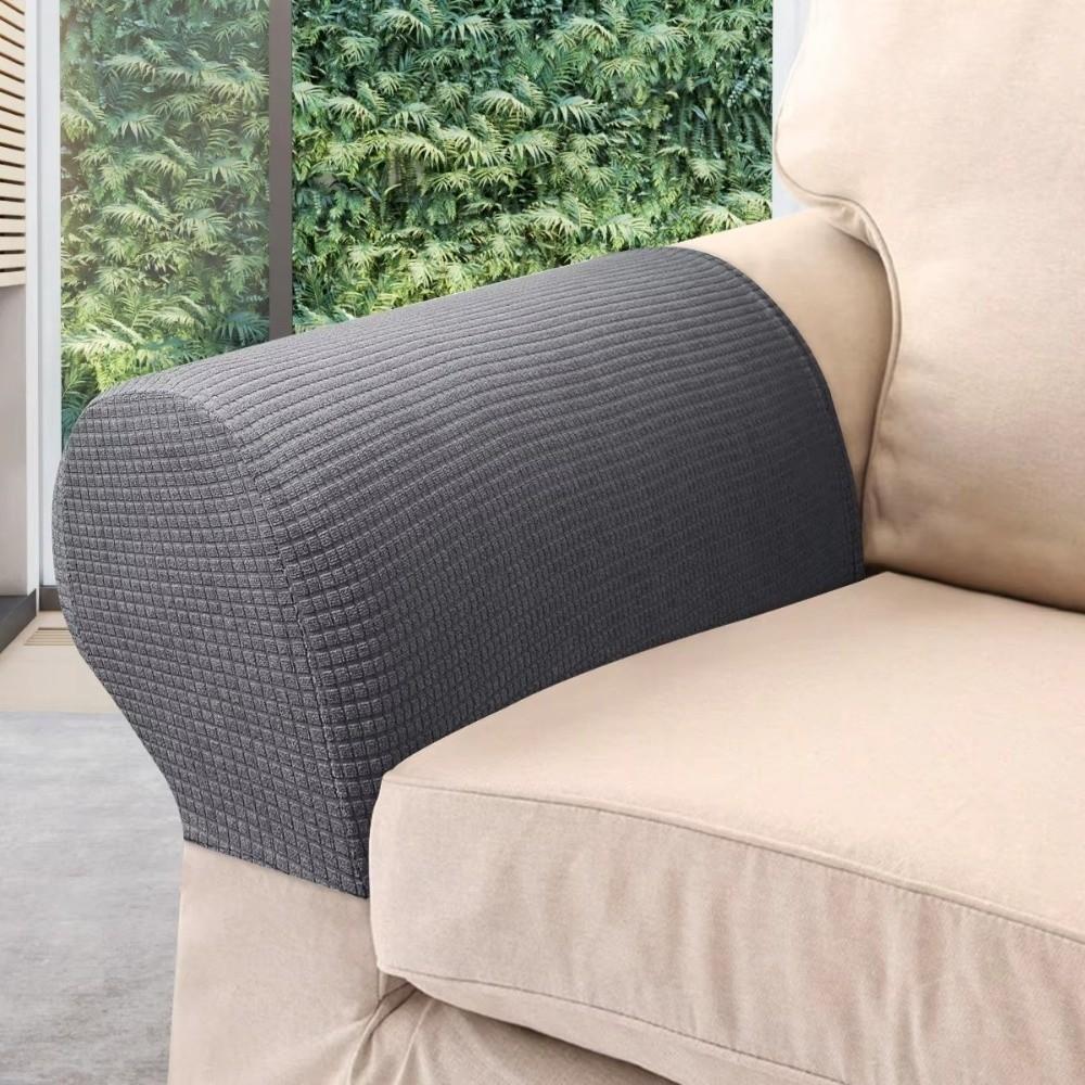 2Pcs Dust-Proof Jacquard Sofa Arm Covers Elastic Stretch Armchair Slipcovers  Chairs