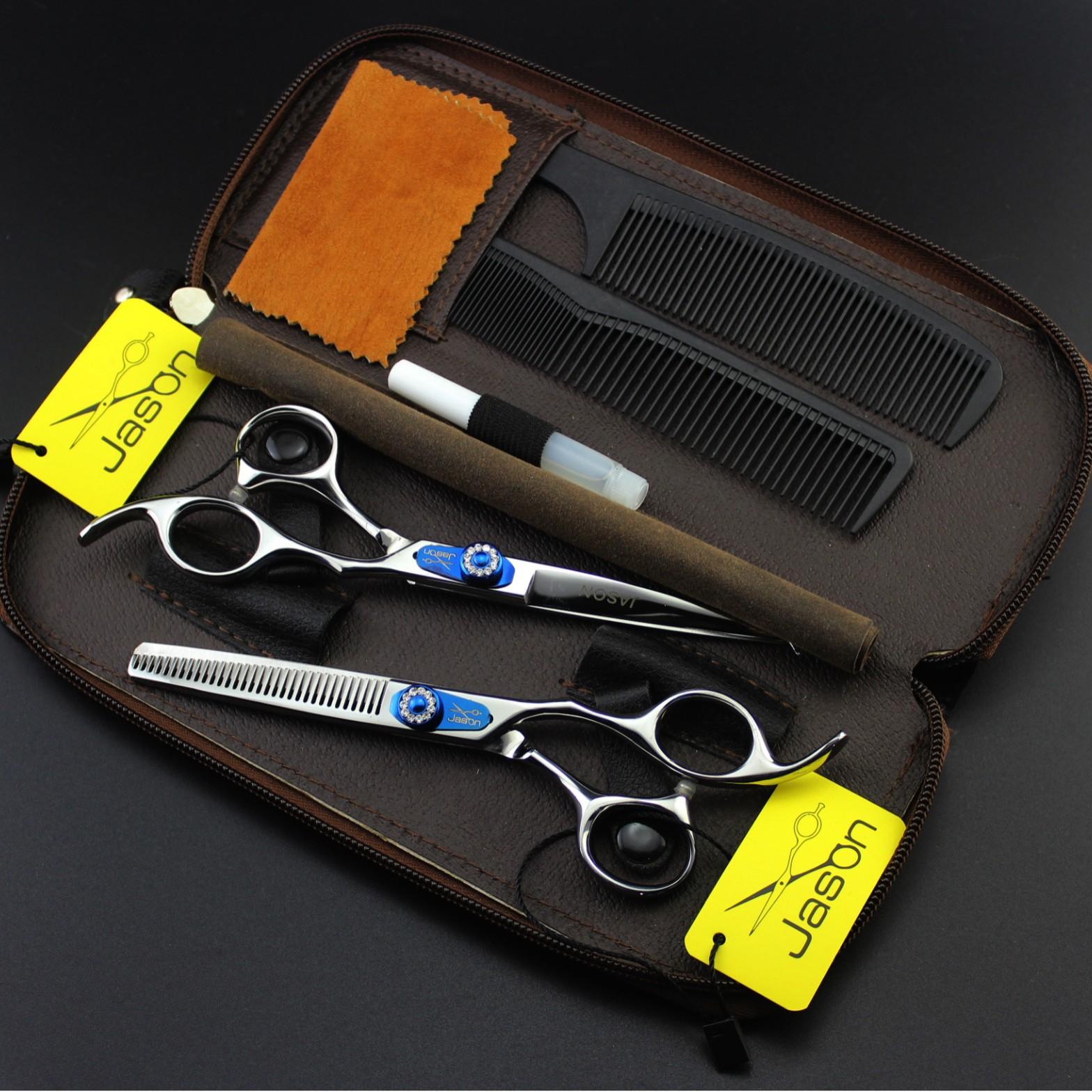 Jason / Jason Hb-04 Hand Type Genuine Hairdressing Scissors Flat Scissors Tooth Scissors Thinning Scissors Set Flat scissors + dental scissors + leather bag set