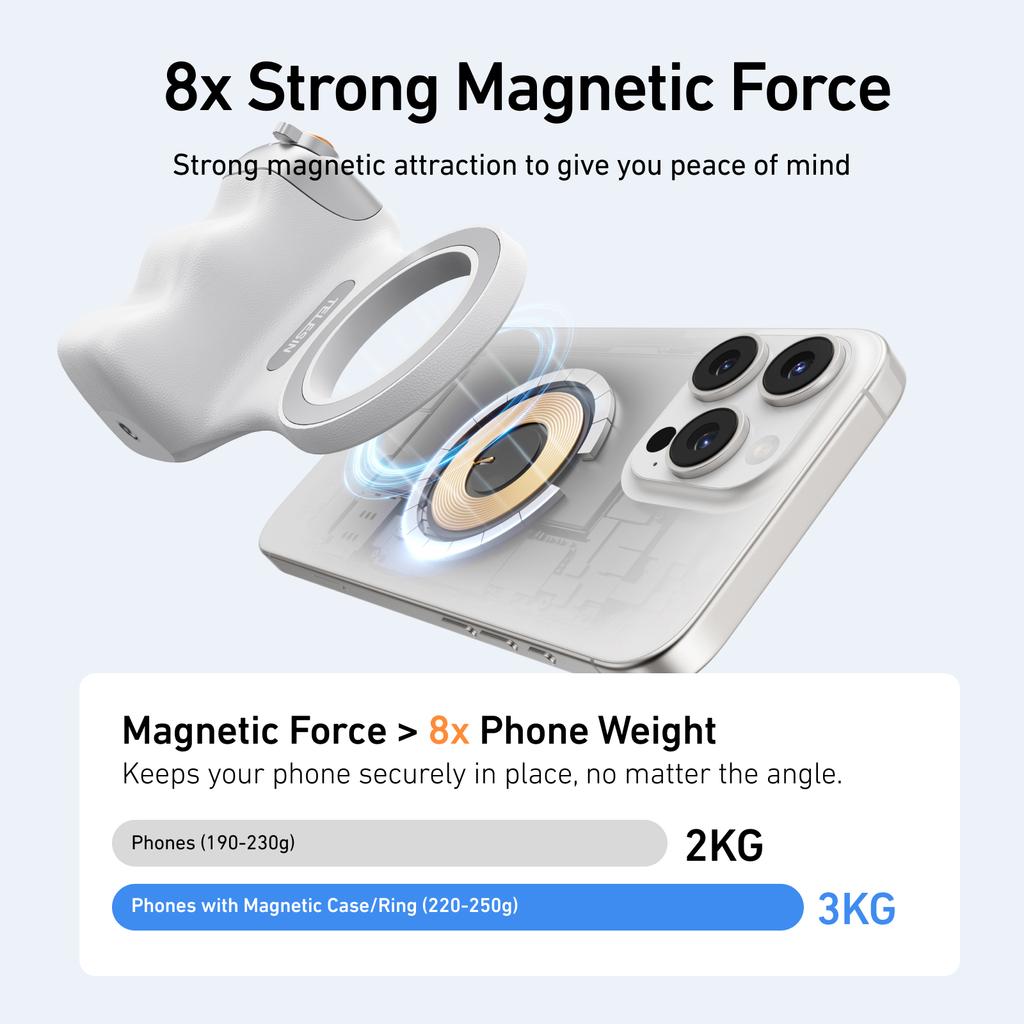 TELESIN Phone Camera Shoot Hand Grip Magnetic Smart Phone Holder Shooting Aid Remote Control Handle For Iphone Android Phone