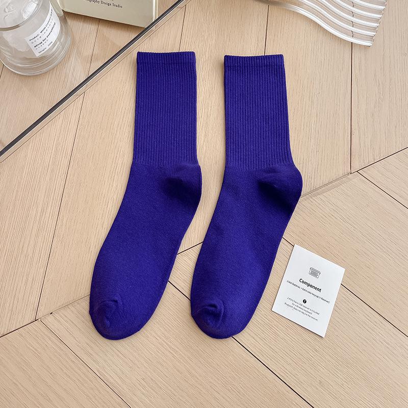 Bunte Damen Baumwoll Kniehohe Tanzsocken: Macaron Bonbonfarbe, Wadenlang, Japanischer Stil