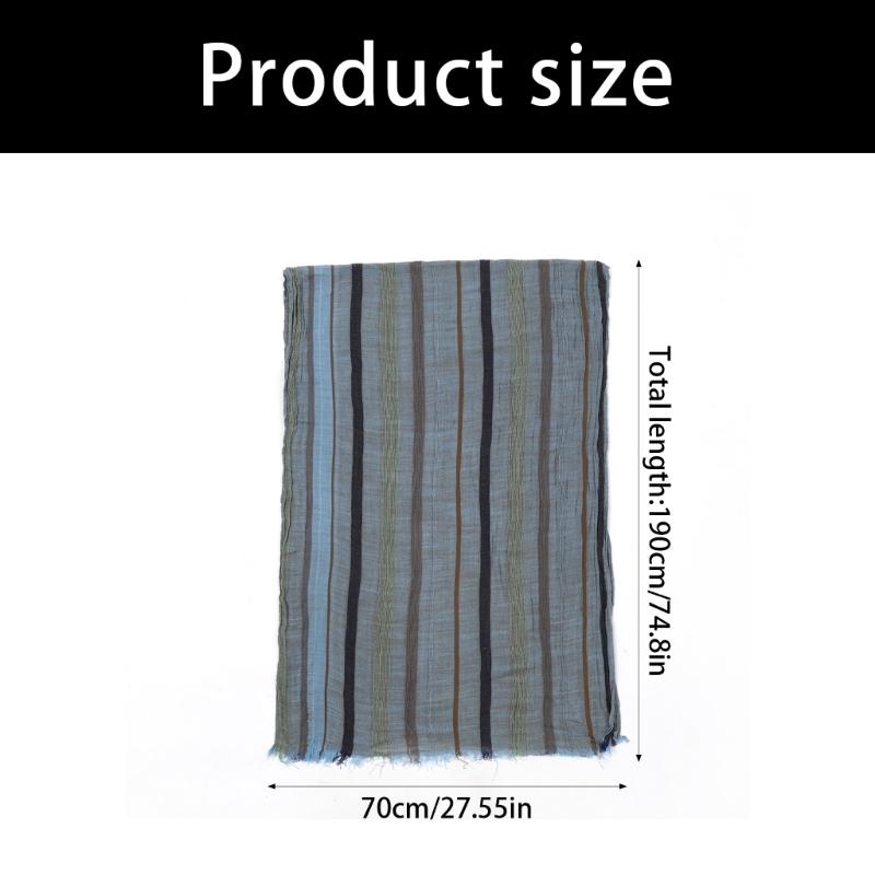 Contrast Scarf Shawl Wrap for Women Men, Lightweight Crinkled Fringe Layer with Soft Airy Texture for Commuting Travel