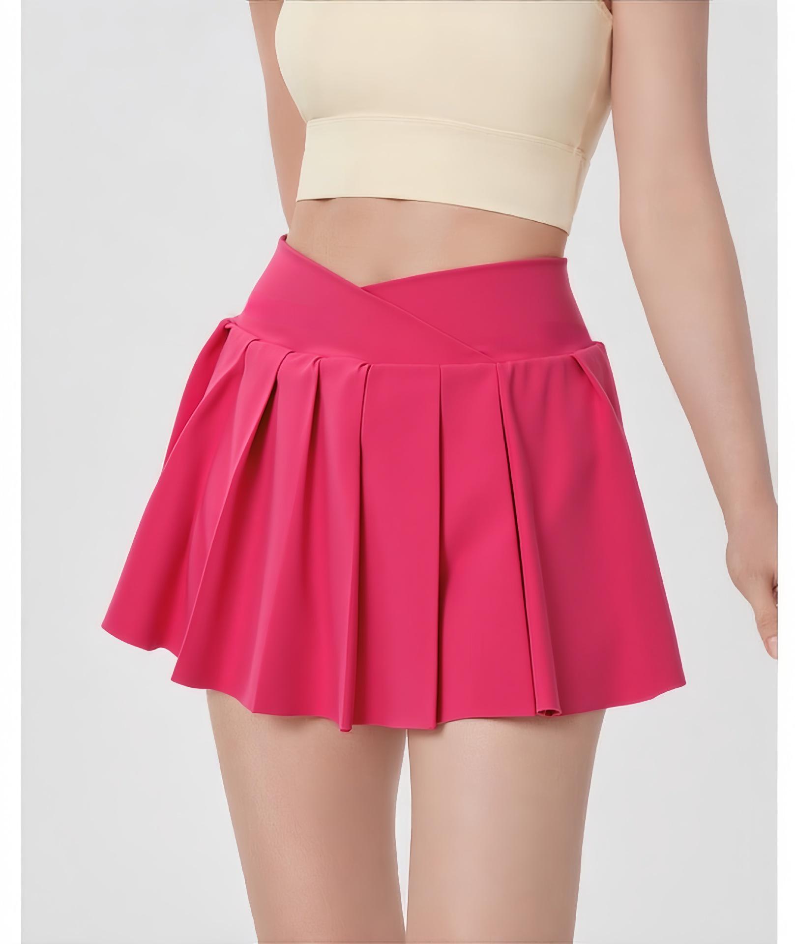 

Women s High Waist Pleated Yoga Skirt - Anti-Exposure Badminton/Tennis V-Waist Sports Skirt Extra Large